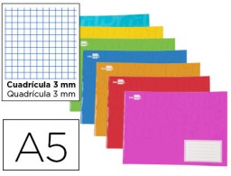 Libreta escolar Liderpapel A5 apaisado 32h 60g/m² c/3mm. colores surtidos